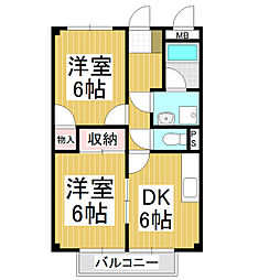 サープラス大垣登1 2DKの間取図画像