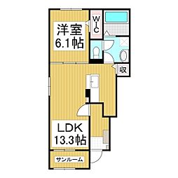 オンザロード B 1LDKの間取図画像