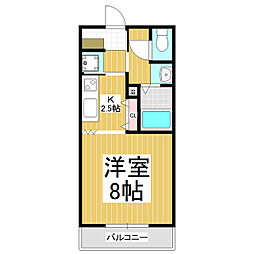 エム中橋 1Kの間取図画像