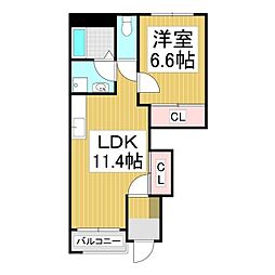 ガーデンハウス荒神前A 1LDKの間取図画像