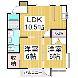 メゾン・ド・カトル 2LDKの間取図画像