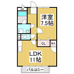 サープラスワンサツミ 1LDKの間取図画像