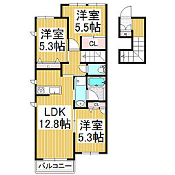 ウェルメイド壱番館C 3LDKの間取図画像