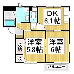 ディアス代田A 2DKの間取図画像