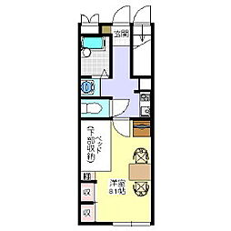 レオパレス一刻 1Kの間取図画像