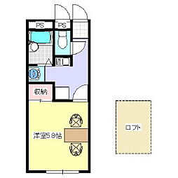 レオパレスsuimei 1Kの間取図画像