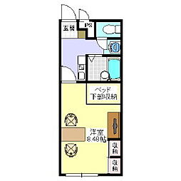 レオパレスりんごの木 1Kの間取図画像