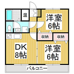ビーバーズマンションKATOH 2DKの間取図画像