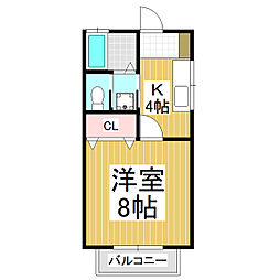 清寿屋カントリーハウス 1Kの間取図画像