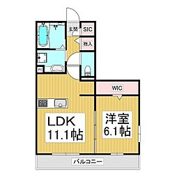 ever-shining白山 1LDKの間取図画像