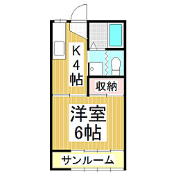 ジュエルハウス 1Kの間取図画像