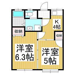 メゾンドール 2Kの間取図画像
