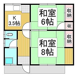 芝宮アパート1 2Kの間取図画像
