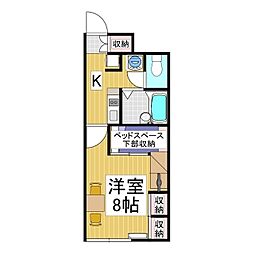 レオパレスラフォーレなかの 1Kの間取図画像
