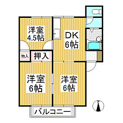 オーベルハイツ木崎A 3DKの間取図画像