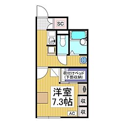 レオパレスミューセントMAYU 1Kの間取図画像
