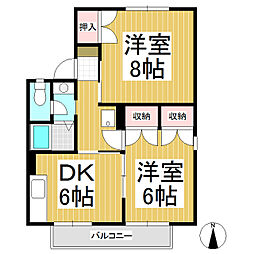 須坂ガーデン・ヴィラC 2DKの間取図画像