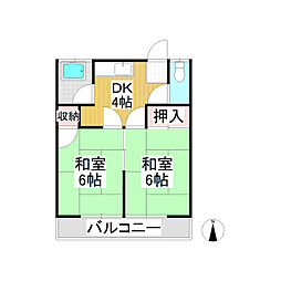 垂沢アパート 2Kの間取図画像