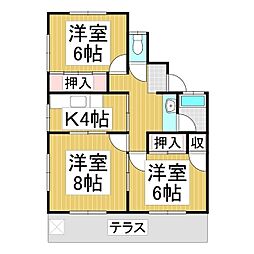 富士ハイツA 3Kの間取図画像