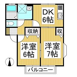 コーポ小池2 2DKの間取図画像