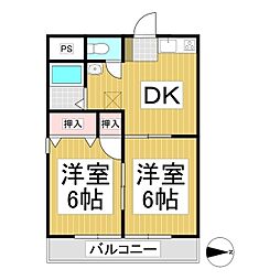 ヴィラ・古牧A 2DKの間取図画像