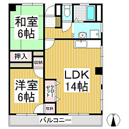 コーポ辰巳 2LDKの間取図画像