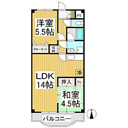 リヴェール 2LDKの間取図画像
