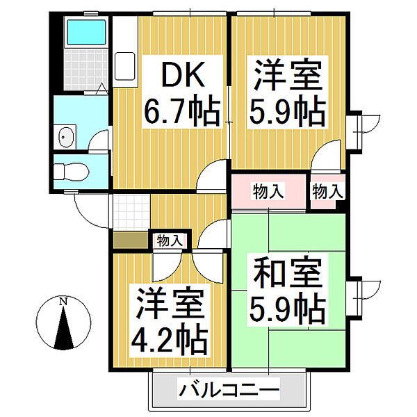 フレグランス林檎 ｜長野県長野市大字下駒沢(賃貸アパート3DK・1階・50.54㎡)の写真 その2