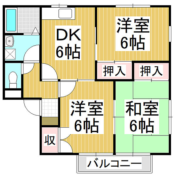 セゾンフローラ ｜長野県長野市大字高田(賃貸アパート3DK・2階・59.00㎡)の写真 その2