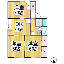 アイディル金子A 3DKの間取図画像