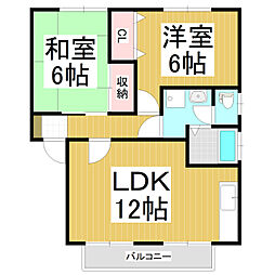 ニューハピネス宮沖B 2LDKの間取図画像