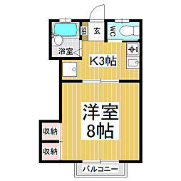 コーポマツミB 1Kの間取図画像