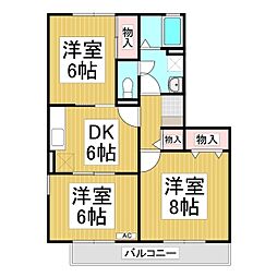 ツインコートA 3DKの間取図画像