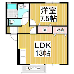 フォースアベニュー和田C棟 1LDKの間取図画像