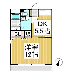 コーポあすなろ24A 1DKの間取図画像