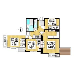 エスポワールハイツ 3LDKの間取図画像