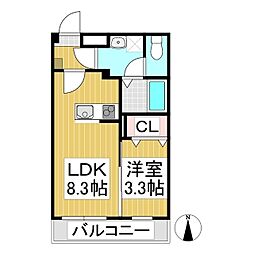 エル・フローラ南俣 1LDKの間取図画像