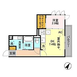 グリーンテラス長野駅東口 1DKの間取図画像
