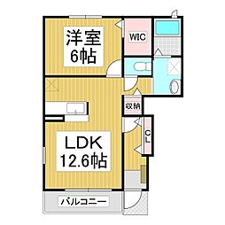 ガーデンハウス朝日山A 1LDKの間取図画像