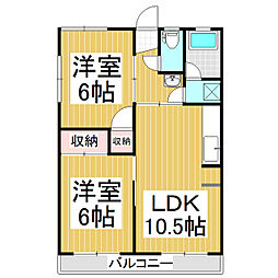 おねやま団地悠久台 2LDKの間取図画像