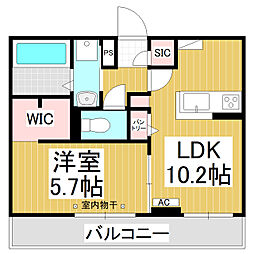ライフコア南俣 1LDKの間取図画像