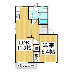 ラプラス稲田N棟 1LDKの間取図画像