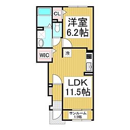 コンフォルト城山 1LDKの間取図画像