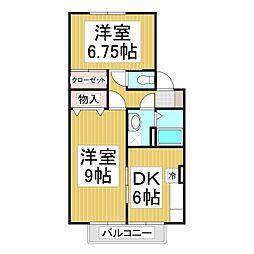 サンロード・KC棟 2DKの間取図画像