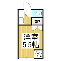 アサヒ若里ハイツ 1Kの間取図画像