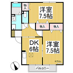 セジュール西方 2DKの間取図画像