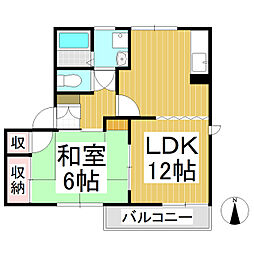 エステート浅川M 1LDKの間取図画像
