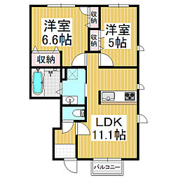 ディアベルジュ 2LDKの間取図画像