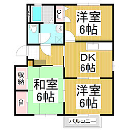 フォーレスソリメC 3DKの間取図画像