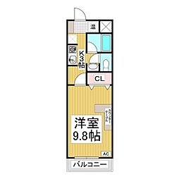クレセントハウス七瀬 1Kの間取図画像